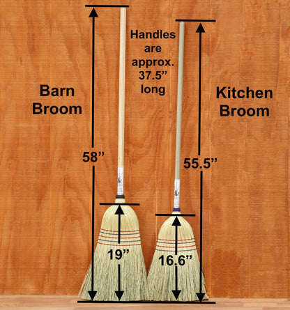 Amish Made High Quality Kitchen and Barn Broom - Handmade Corn Brooms - Small & large