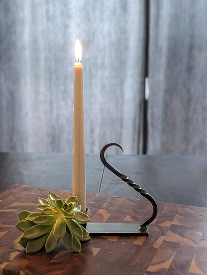 Wrought Iron Windowsill Taper Candle Holder with Handle - Amish handmade in the USA