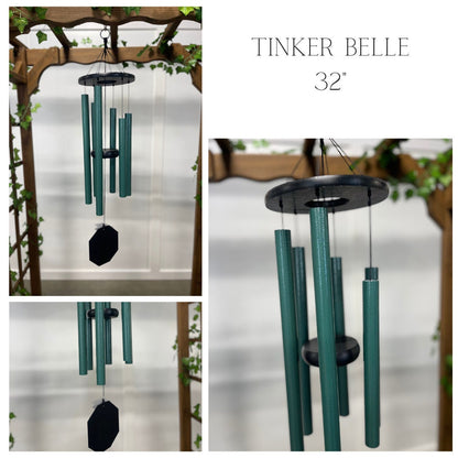 Wind Chimes, Green Aluminum Tubes, Outdoor Decor, Amish Handcrafted, Rustic Rhythms