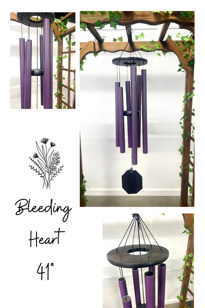 Large Wind Chimes - 1 1/8" round purple Aluminum Tubes - Eco Friendly - Amish made