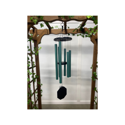 Wind Chimes, Green Aluminum Tubes, Outdoor Decor, Amish Handcrafted, Rustic Rhythms