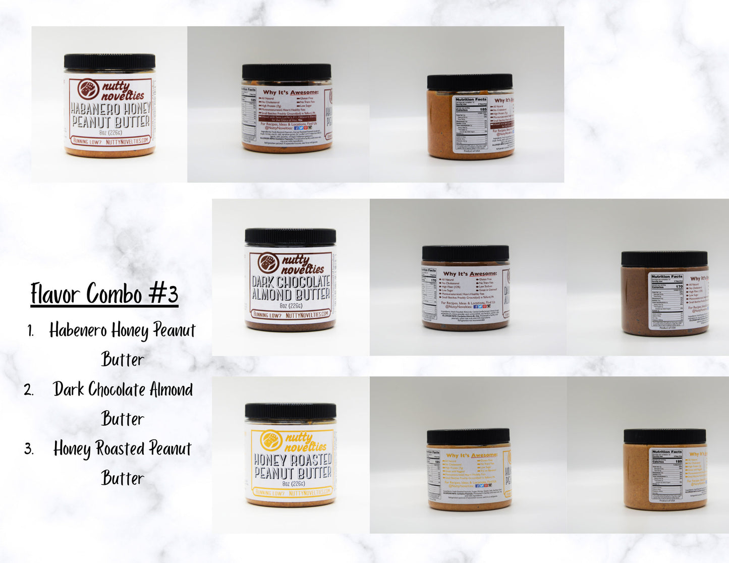 Peanut Butter and other various Nut Butters - 8 oz (pack of 3) - All Natural ingredients - Vegan & Gluten Free options - small batch - made in PA