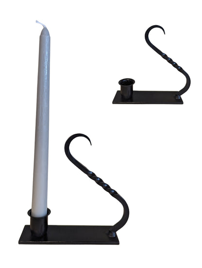 Wrought Iron Windowsill Taper Candle Holder with Handle - Amish handmade in the USA