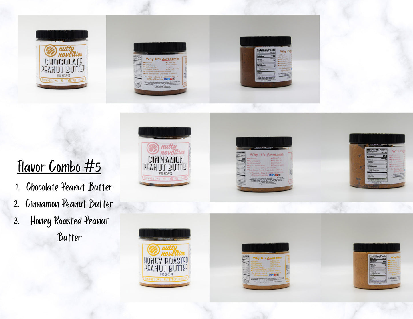 Peanut Butter and other various Nut Butters - 8 oz (pack of 3) - All Natural ingredients - Vegan & Gluten Free options - small batch - made in PA