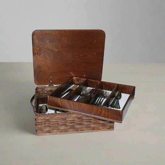 Woven Silverware Chest, Amish Handmade Woven Basket, Customizable