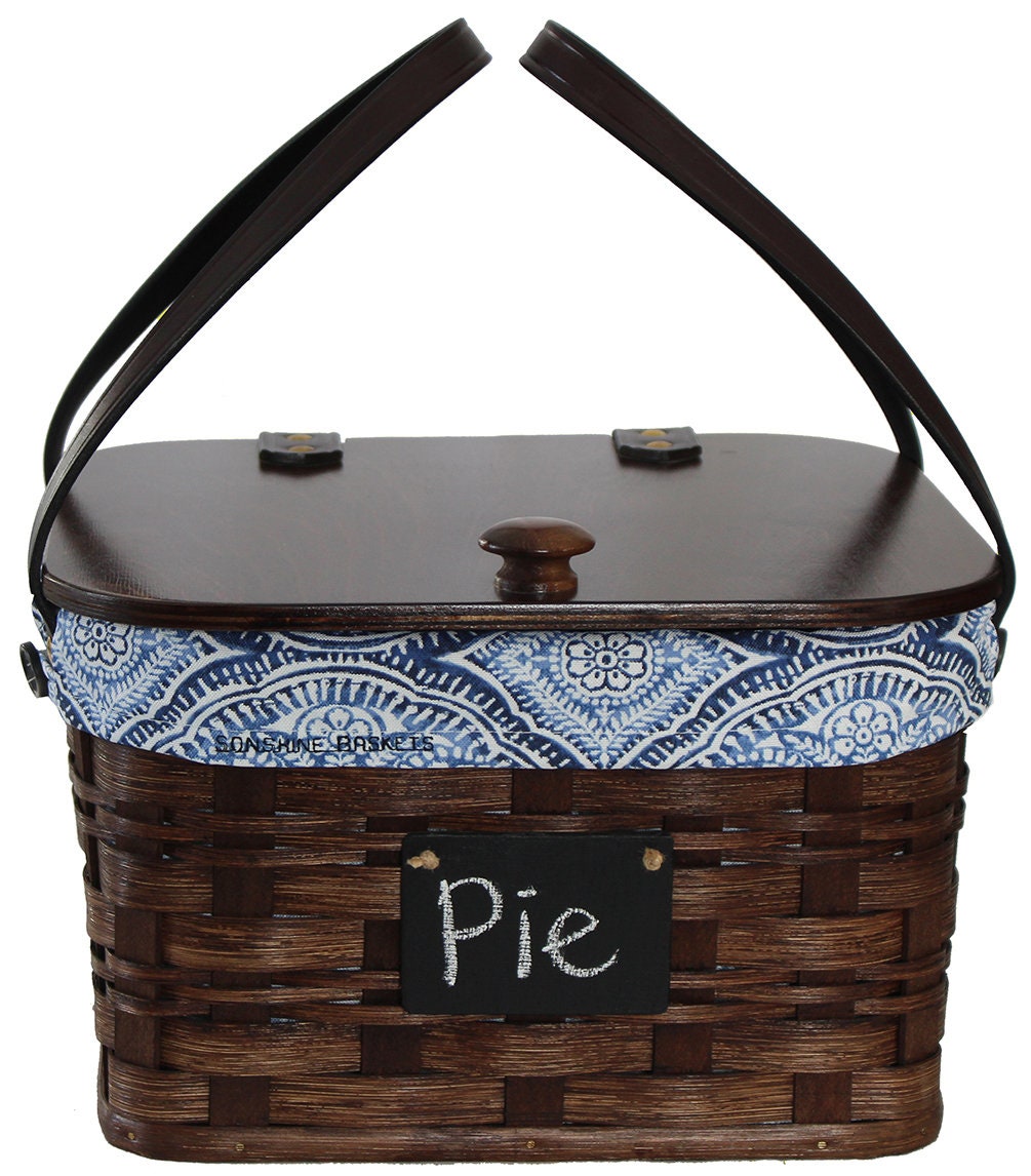 Amish Handmade Woven Pie Carrier - Holds 2 pies - 3 colors - Optional liner