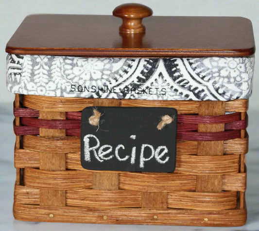 Woven Recipe Box with Chalkboard Basket, Amish Handmade Woven Basket, Customizable