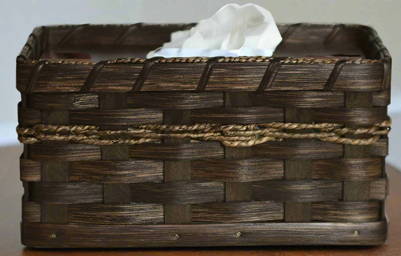 Woven Rectangular Tissue Box Basket, Amish Handmade Woven Basket, Customizable