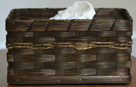 Woven Rectangular Tissue Box Basket, Amish Handmade Woven Basket, Customizable
