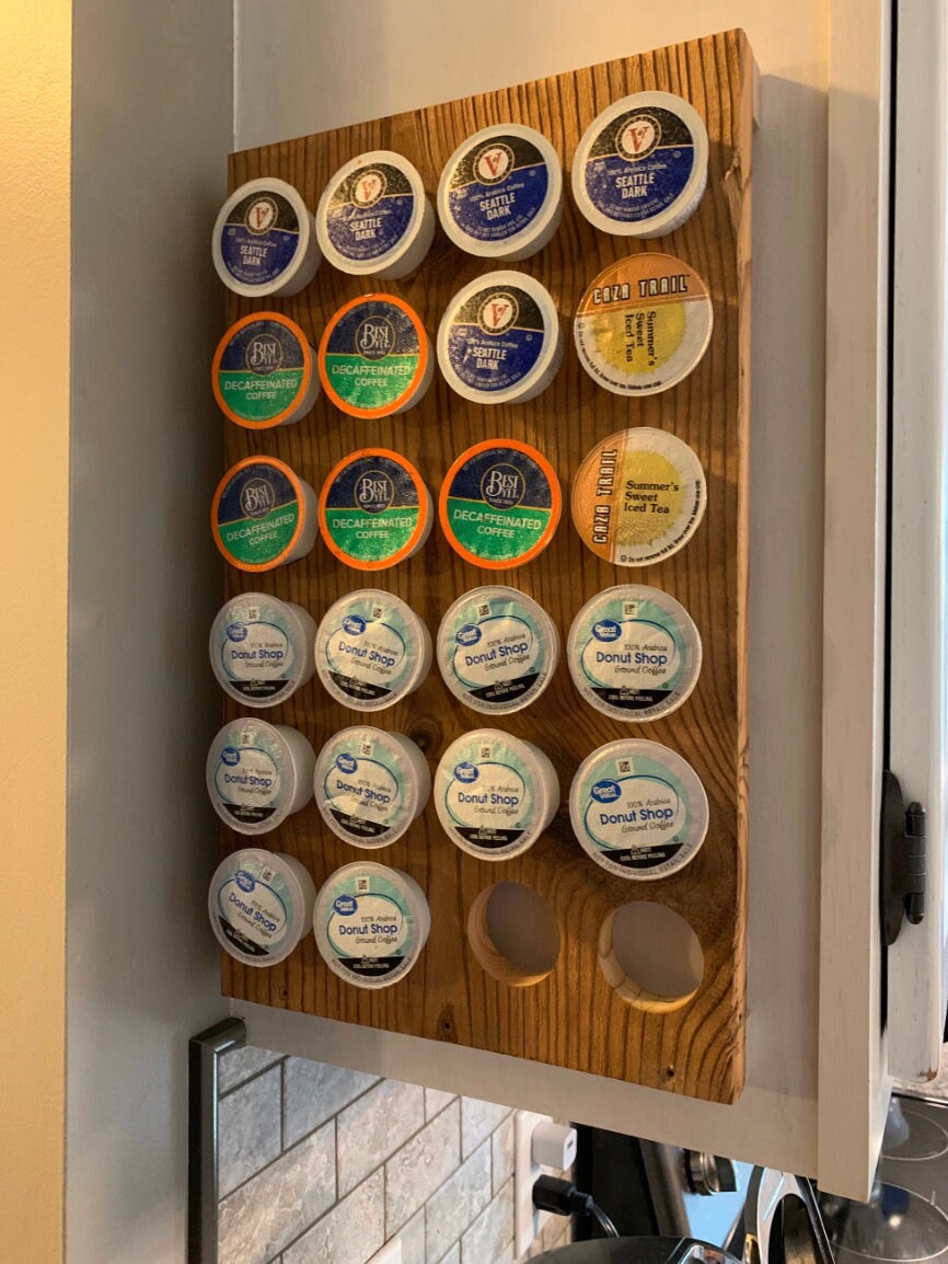 Wooden K Cup Pod Holder, Keurig Wall Mount