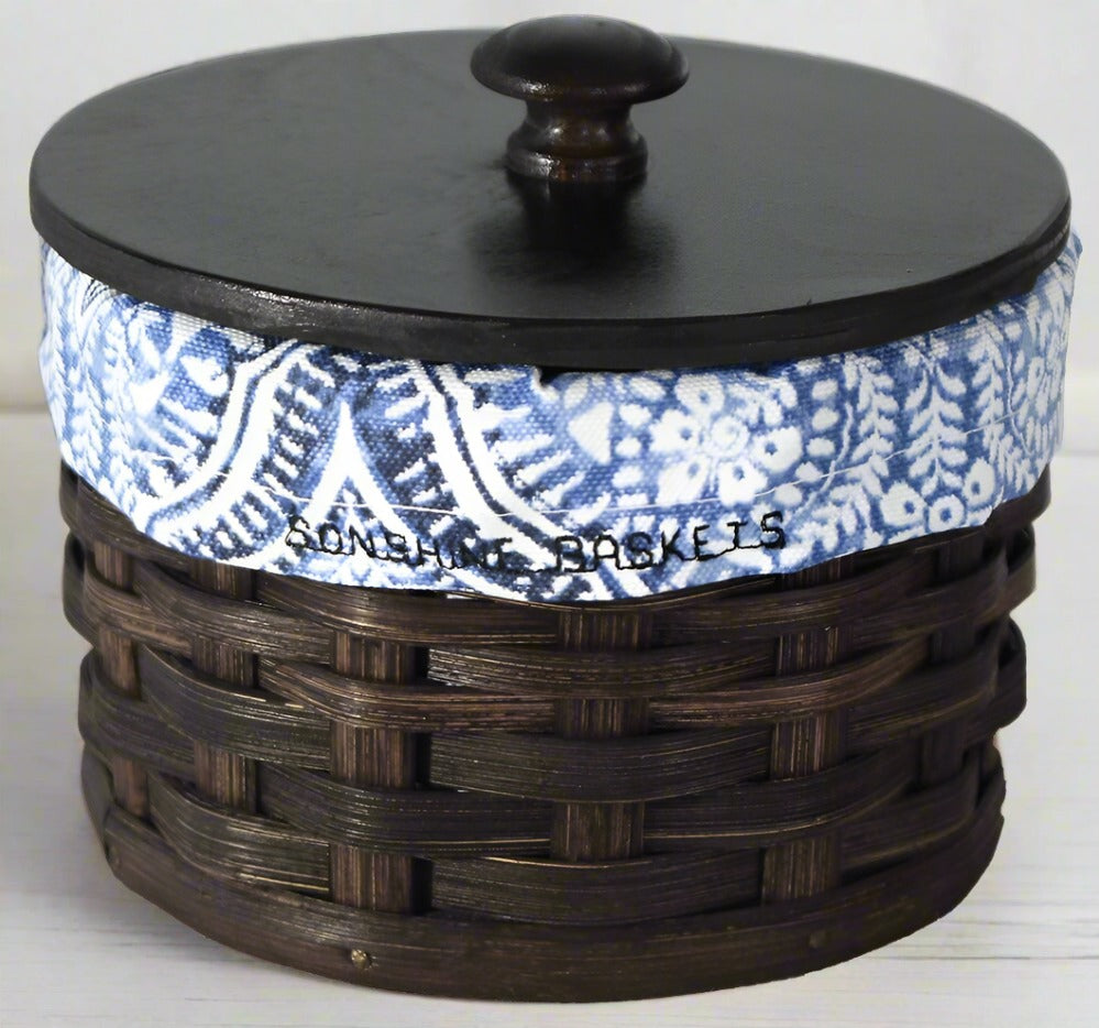 Round basket with Lid - 3 color - optional liner - Amish handwoven