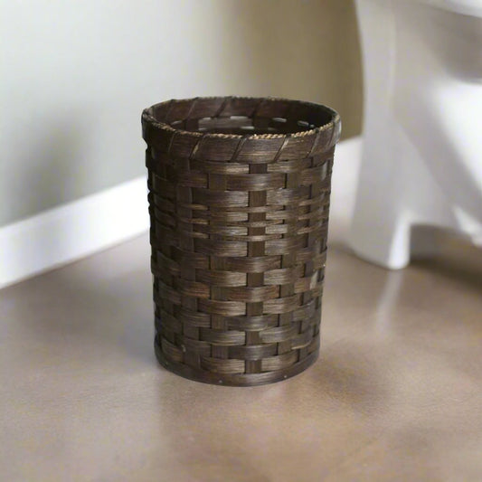 Woven Round Vanity Waste Basket, Amish Handmade Woven Basket, Customizable