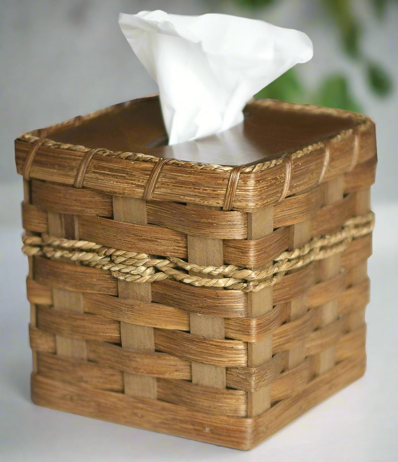 Woven Square Tissue Box Basket- Amish Handmade Basket