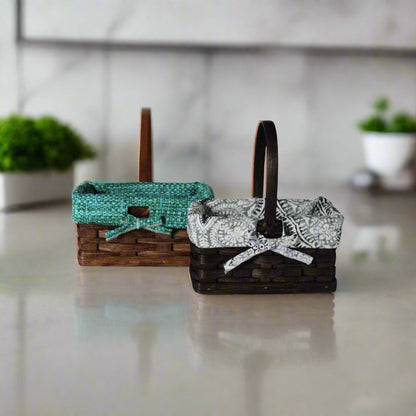 Woven Mini basket with Optional Handle, Amish Handmade Woven Basket, Customizable