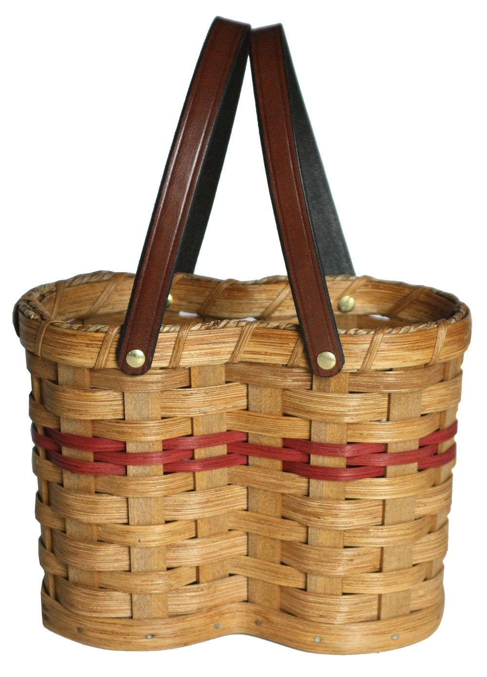 Woven Wine Basket Double Holder- Amish Made