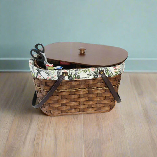 Woven Large Sewing Basket, Amish Handmade Woven Basket, Customizable