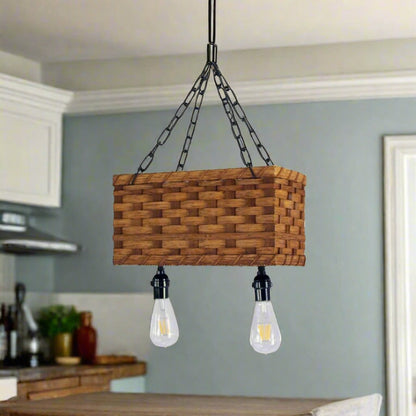 Woven Two Bulb Chandelier- Amish Made