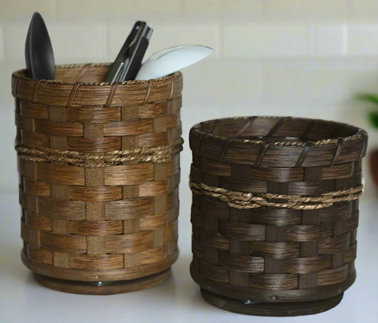 Revolving Utensil Holder - Amish handwoven basket - Small & Large - 3 color options