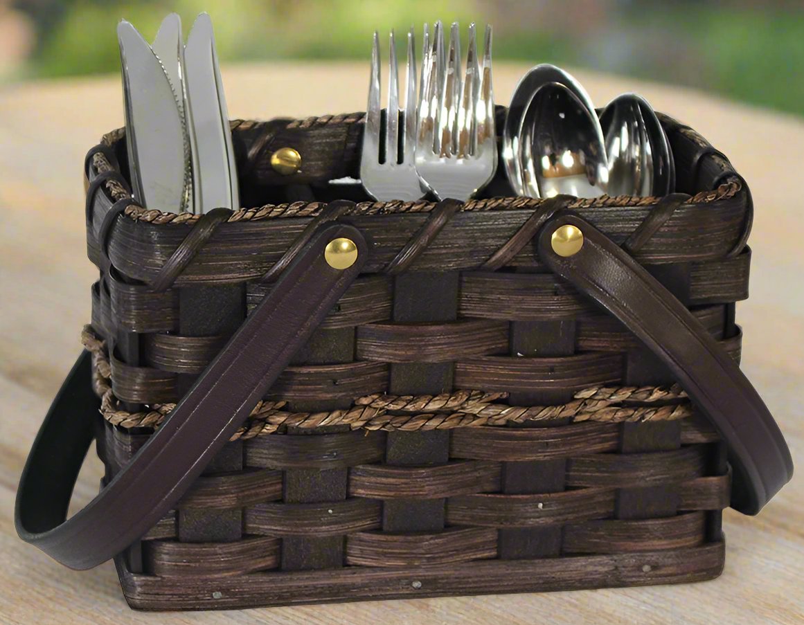 Woven Small Silverware Basket, Amish Handmade Woven Basket, Customizable