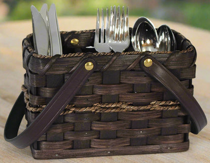 Woven Small Silverware Basket, Amish Handmade Woven Basket, Customizable