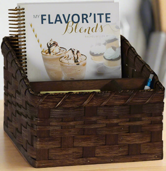Woven Cookbook Basket, Amish Handmade Woven Basket, Customizable