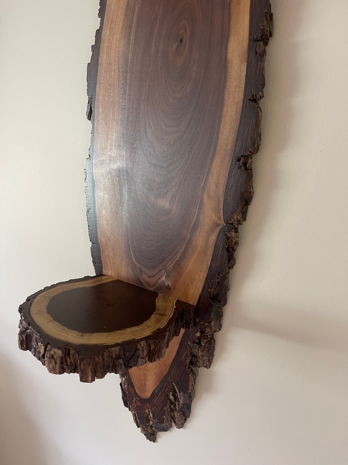 Live Edge Wood Wall Art with Shelf - Natural Sturdy Wood - Amish made - 30" tall