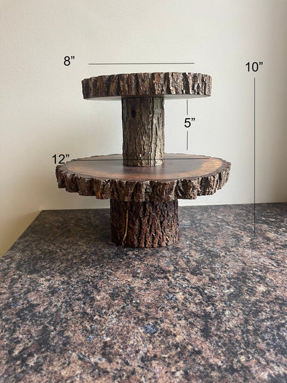 Live Edge Wood Centerpiece - 2 Tier Donut & Cupcake Stand - Charcuterie Board - Sturdy- Amish made