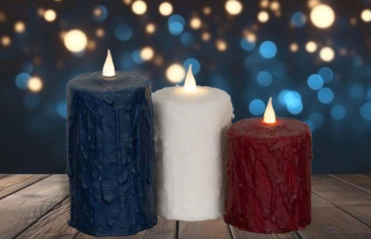 Hand-Waxed Candles- Patriotic, Memorial Day & July 4th - Votive, Taper, & Pillar Candles - Amish Made