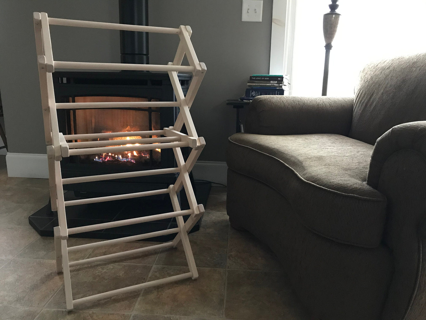 Medium Laundry Drying Rack - 20" Portable &  Foldable - Natural Maple Wood - Amish made