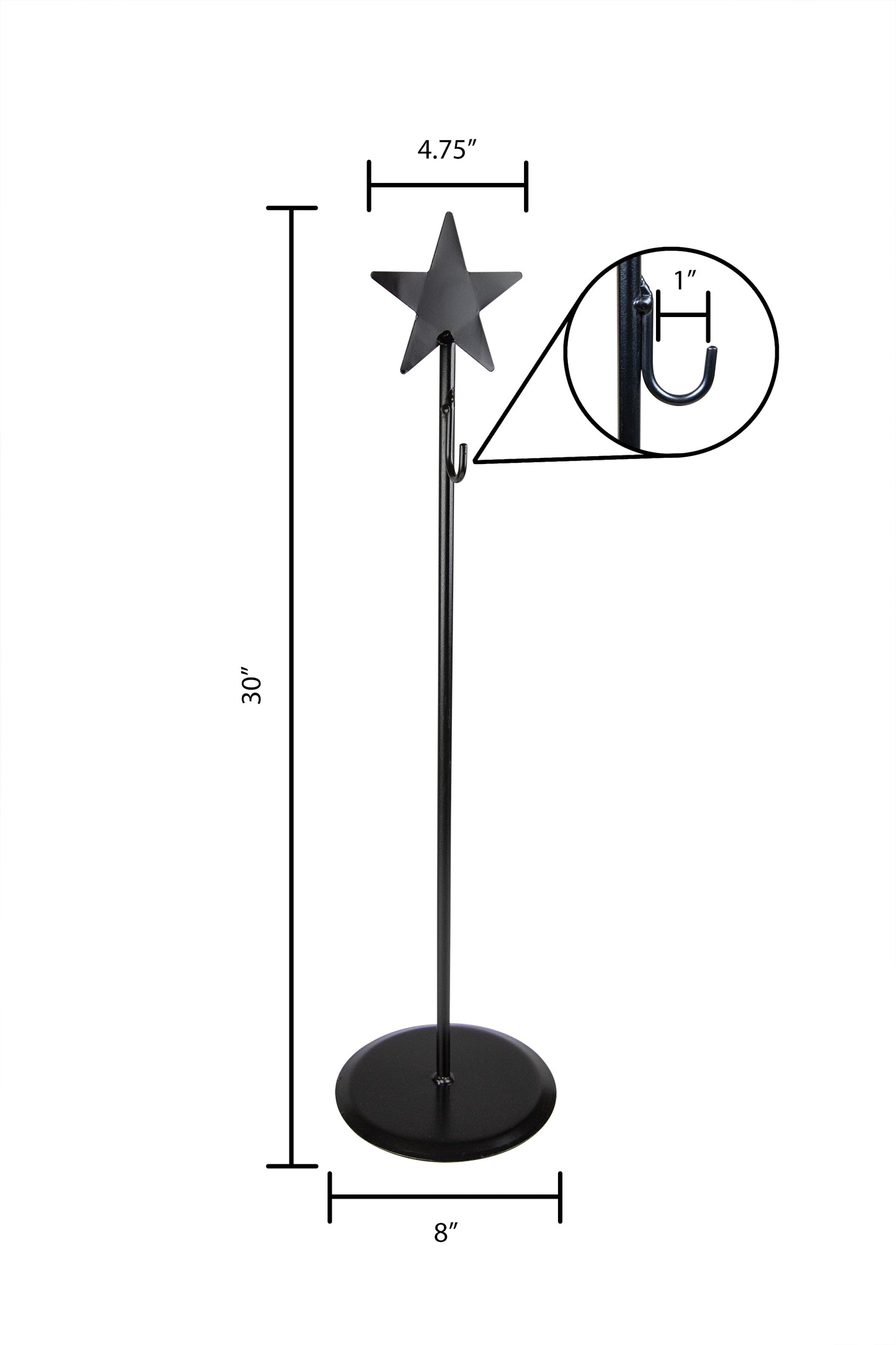 Wrought Iron Wreath Stand - Star accent - 29.75" high - Amish made