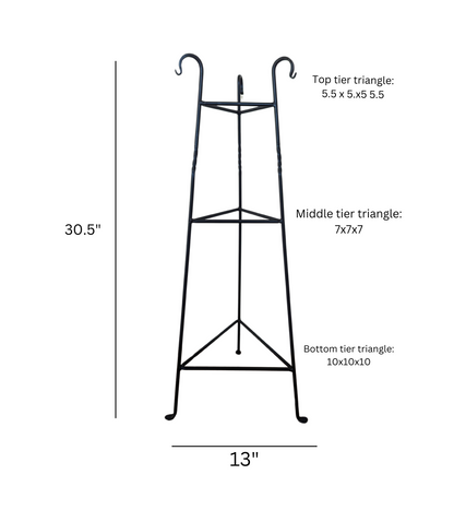 Three-Tier Wrought Iron Black Plant Stand – Plant Holder for Indoor Plants & Flower Display | Rustic Home Decor | Amish Made in the USA