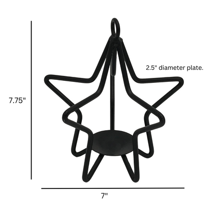 Wrought Iron Star Pillar Candle Stand Holde - Amish made