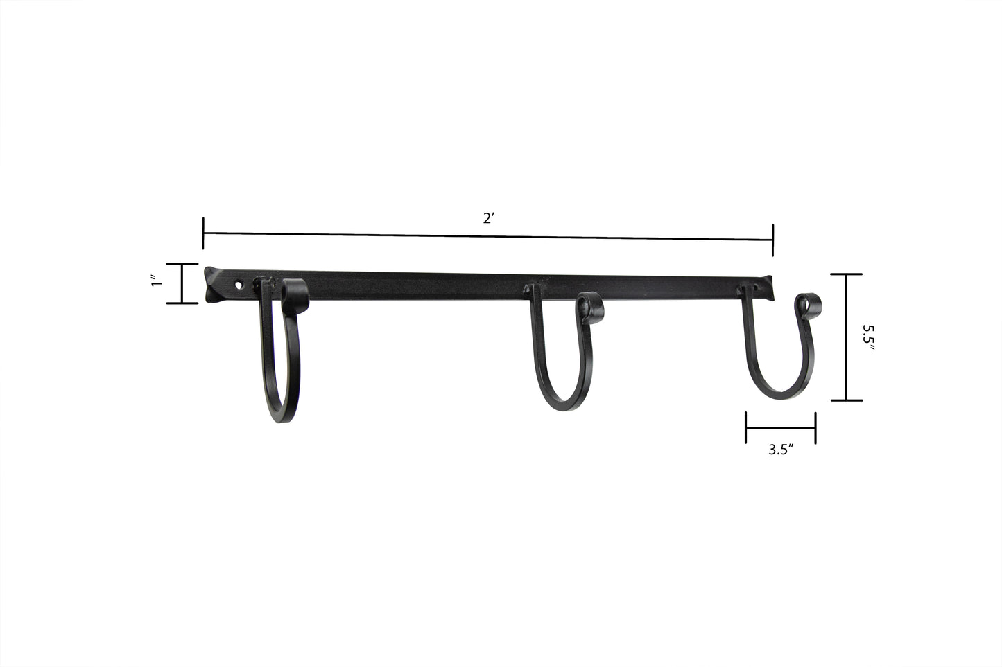 Wall Mount 3 Hook Unit- Wrought Iron