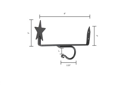 Wrought Iron Small Shelf Bracket with Stars - Metal 2 sizes - 2 pack