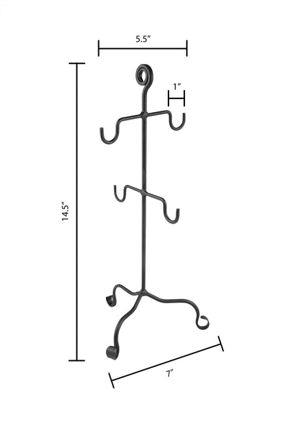 Wrought Iron 4 Coffee Mug & Tea Cup Rack Holder-Amish Made