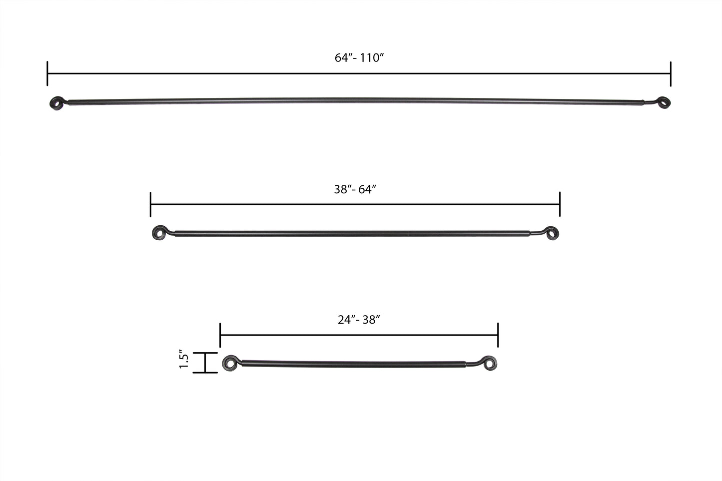 Curtain Rod 3 Sizes- Telescopic Style- Amish Made