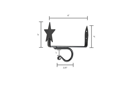 Wrought Iron Small Shelf Bracket with Stars - Metal 2 sizes - 2 pack