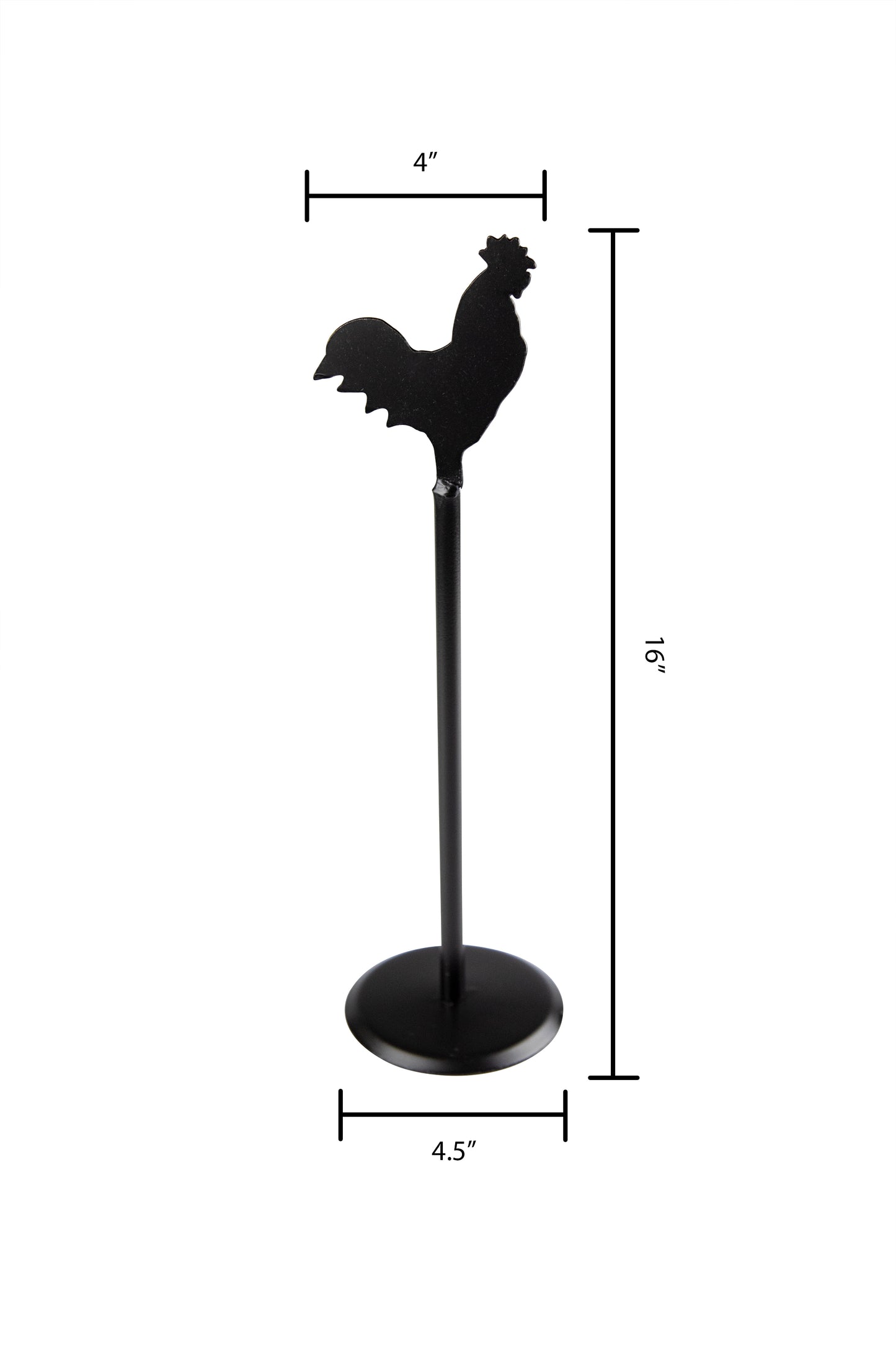 Rooster Paper Towel Holder - Wrought Iron - 16" high - Amish made