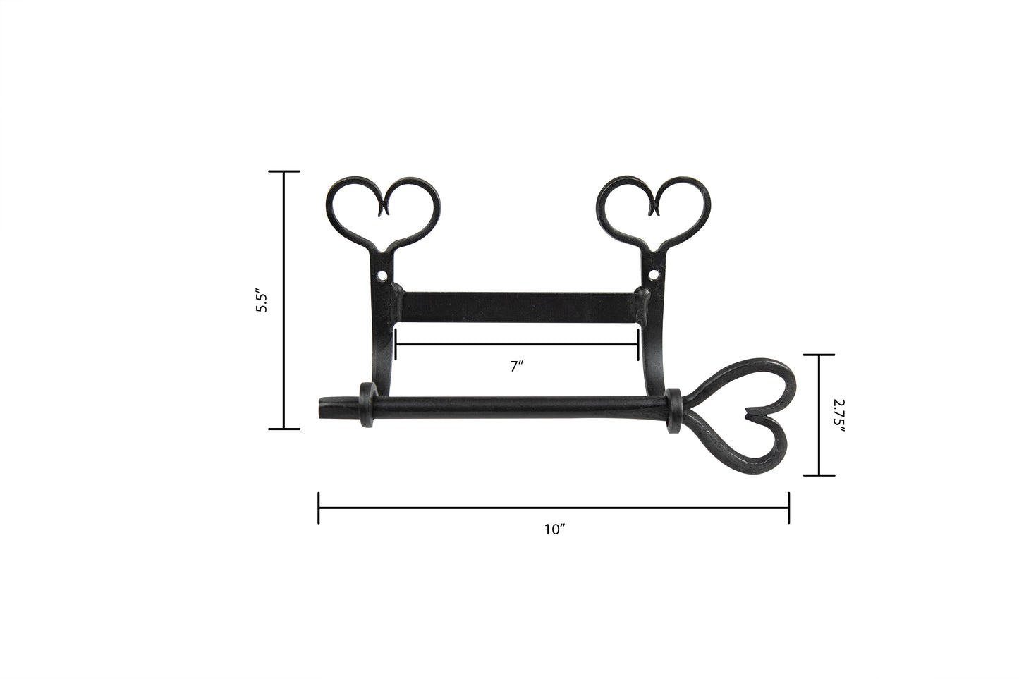 Wall mounted Toilet Paper Holder - Heart accents - wrought iron - Amish made