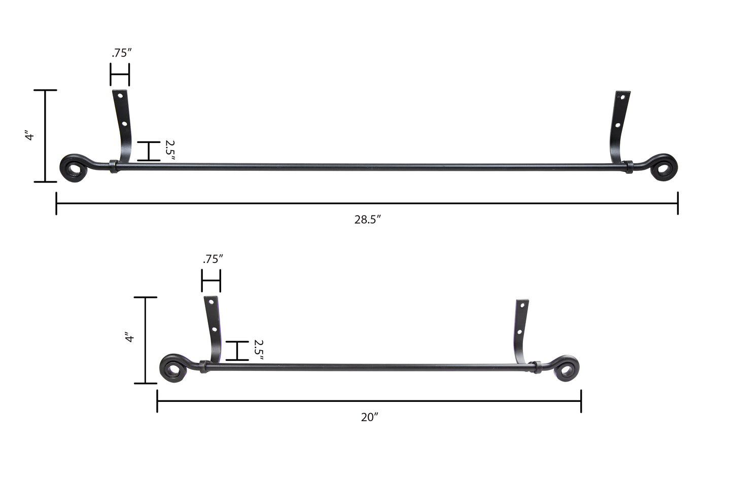 Wrought Iron Towel Bar, Large and Small Towel Bar, Amish Made