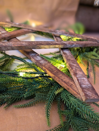 Rustic Wooden Star – Handmade Amish Christmas Decor, Wood lathe, 24 inch