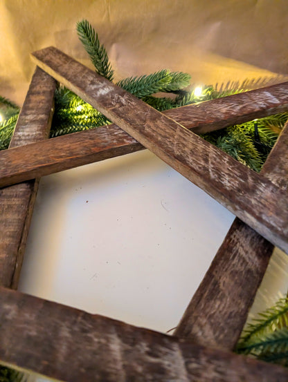 Rustic Wooden Star – Handmade Amish Christmas Decor, Wood lathe, 24 inch