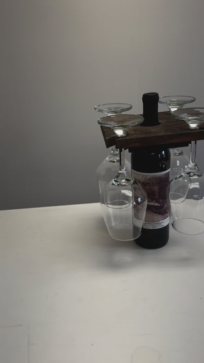 Wooden Tabletop Wine Glass Holder- Amish Made