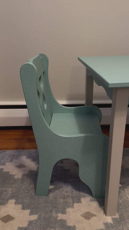 Childs Table and Chair Set-Multiple Color Options- Durable Poly Wood- Amish Made