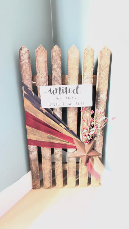 Amish made Patriotic Wooden Fence Sign | Rustic Farmhouse Decor | Summer Home Accent