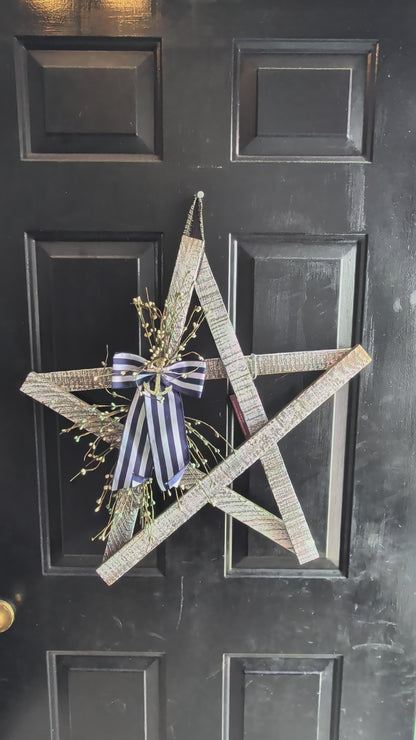 Rustic Wooden Star w/ Anchor & bow – Whitewashed or Plain, Amish Made Nautical summer Wall Hanging, Farmhouse Decoration