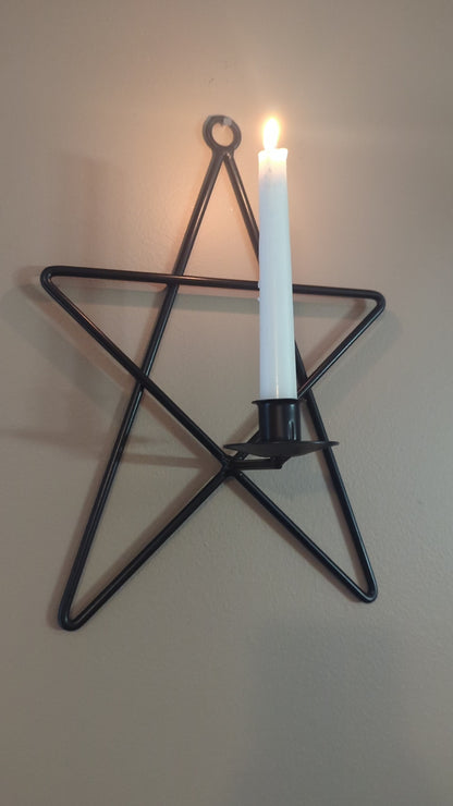 Wall Sconce - Taper candle holder - Star - Wrought Iron - Amish Handmade