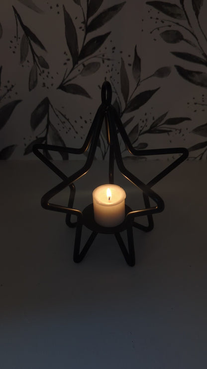 Wrought Iron Star Pillar Candle Stand Holde - Amish made