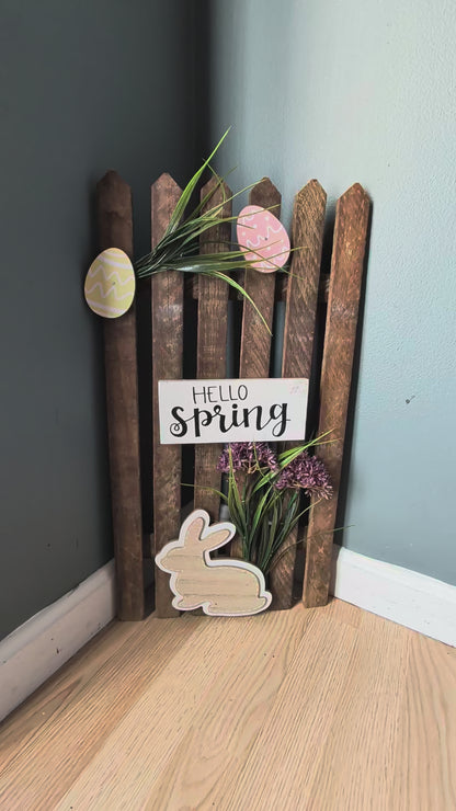 Amish made "Hello Spring" Wooden Fence Sign | Rustic Farmhouse Decor | Home Accent