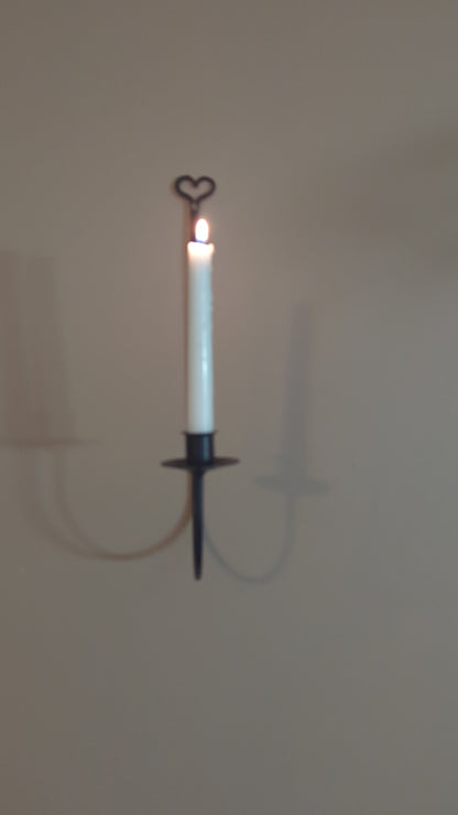 Heart themed wall sconce - taper candle - wrought iron - amish made